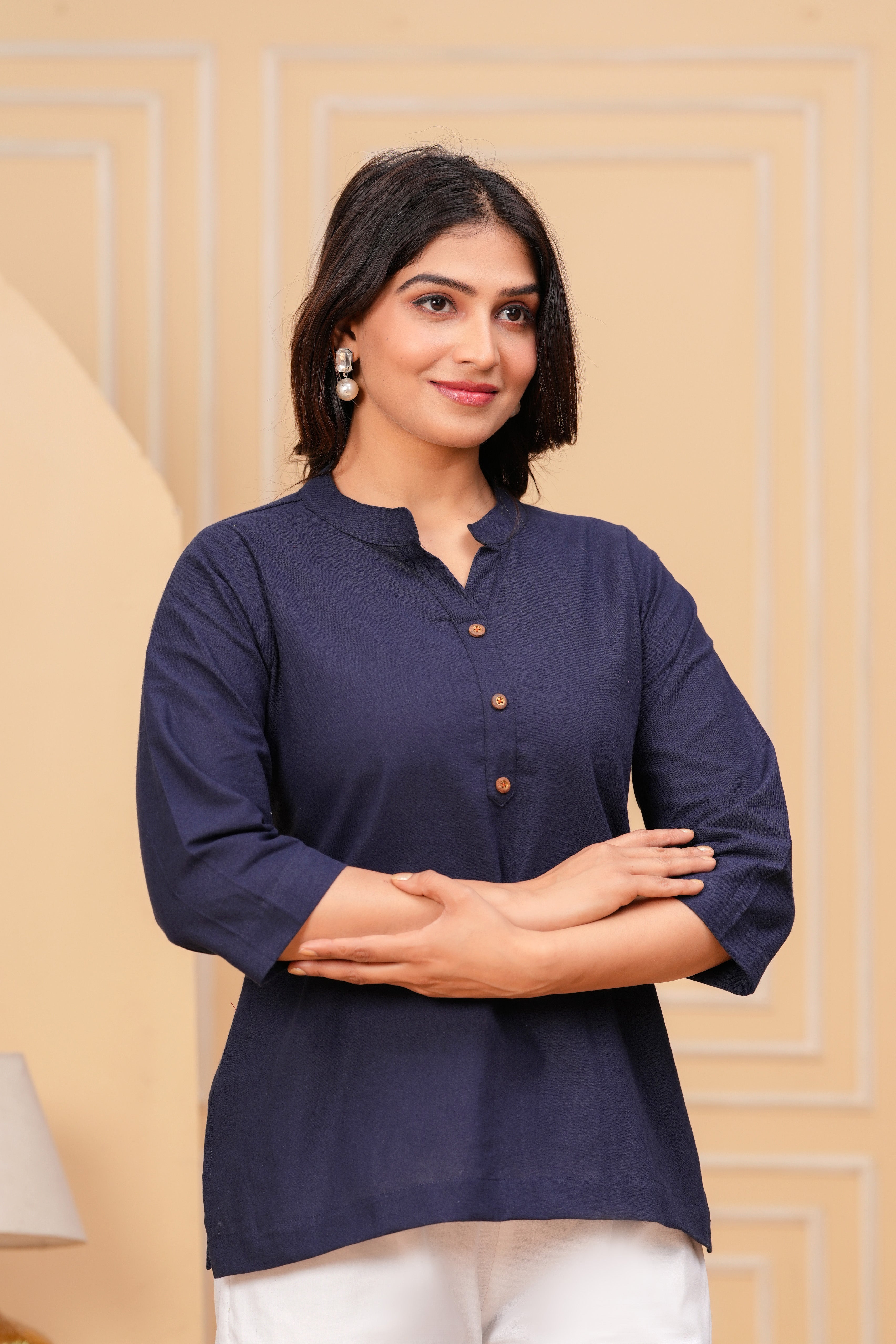 Linen Solid Short Kurta